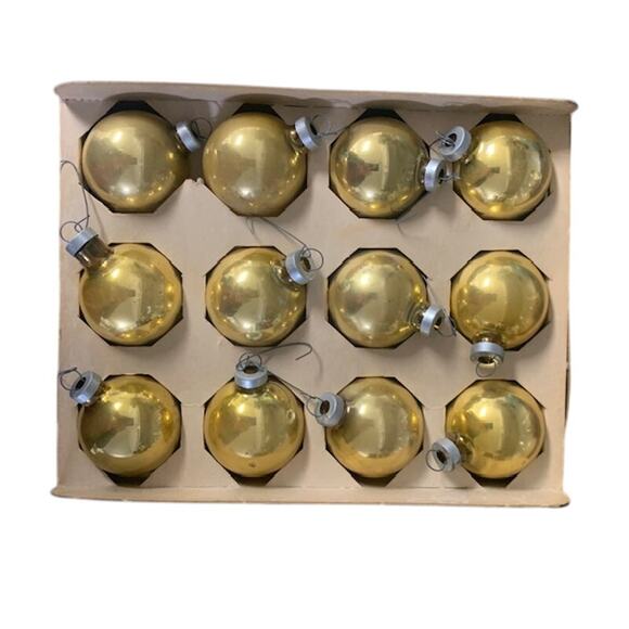 Vintage ESSEX FRANKE Glass Gold Ornaments | Set of 12 - Picture 3 of 6